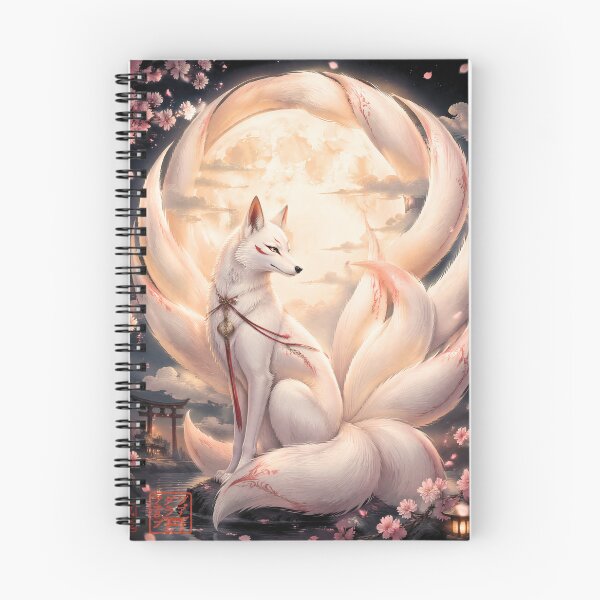 Item preview, White Nine-Tailed Kitsune Under the Full Moon | Japanese Fox Spirit Art designed and sold by kaxymax.