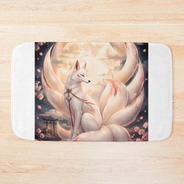 Item preview, White Nine-Tailed Kitsune Under the Full Moon | Japanese Fox Spirit Art designed and sold by kaxymax.