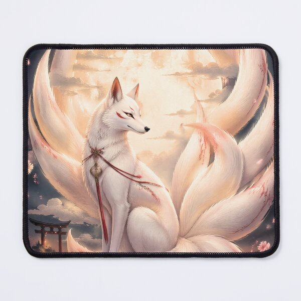 Item preview, White Nine-Tailed Kitsune Under the Full Moon | Japanese Fox Spirit Art designed and sold by kaxymax.