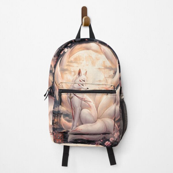 Item preview, White Nine-Tailed Kitsune Under the Full Moon | Japanese Fox Spirit Art designed and sold by kaxymax.