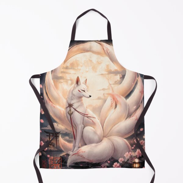 Item preview, White Nine-Tailed Kitsune Under the Full Moon | Japanese Fox Spirit Art designed and sold by kaxymax.