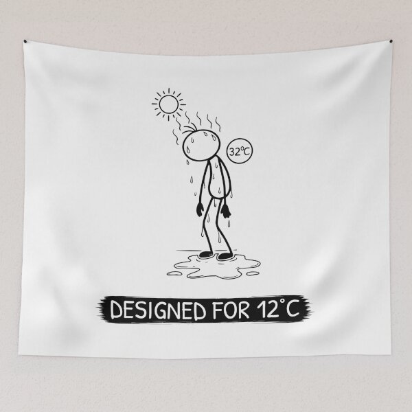 Item preview, Funny Hot Weather T-Shirt | Designed For 12°C | Summer Humour | Minimalist Stick Figure designed and sold by Pebl-Co.