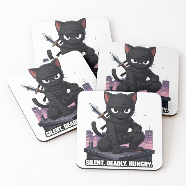 Item preview, Silent Deadly Hungry – Funny Ninja Cat designed and sold by GoldenPaw Society.