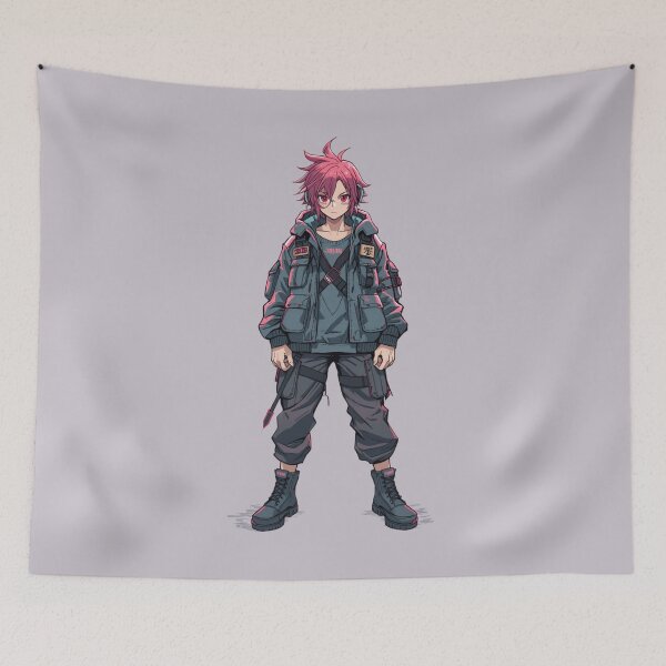 Item preview, Cyberpunk Boy Full Body Anime Techwear Painterly Manga Art designed and sold by The Fine Print by BassAddict.