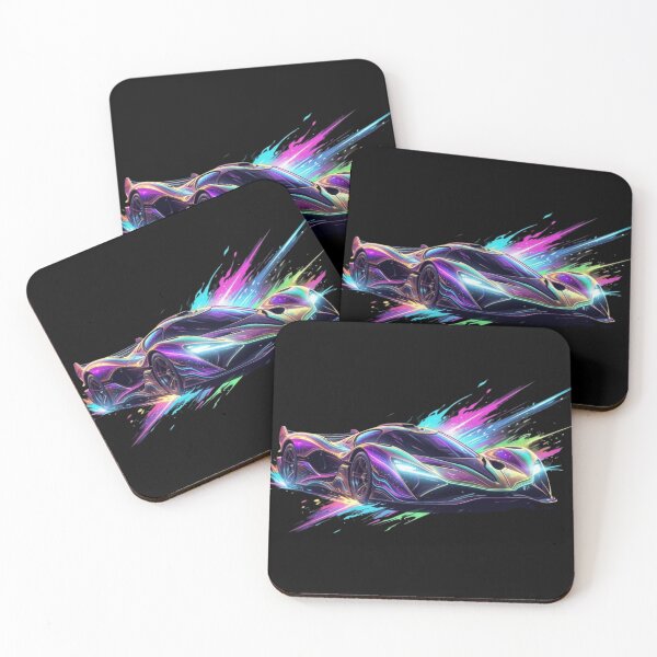 Item preview, Neon Fluid Hypercar Splatter - Rainbow Cyber Vector Art designed and sold by Nexus Space.