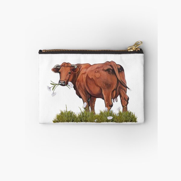 Item preview, Red Beef Cow Eating Daisies, Freehand Digital Illustration, Farm Animal designed and sold by JoyfulWhimsy.