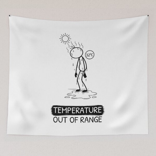 Item preview, Funny Hot Weather T-Shirt | Temperature Out Of Range | Summer Humour | Minimalist Stick Figure designed and sold by Pebl-Co.