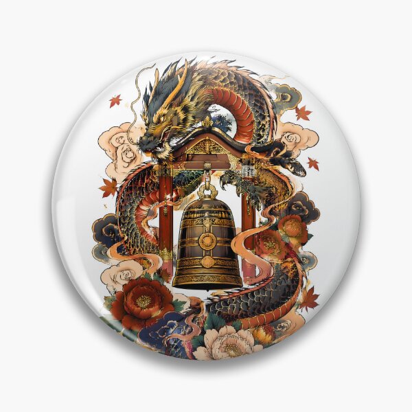 Item preview, Japanese Dragon and Temple Bell | Sacred Ryū Mythology Art designed and sold by kaxymax.
