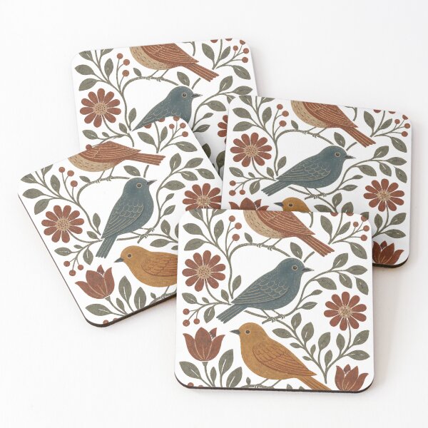 Item preview, Vintage Folk Art Birds and Flowers Botanical Design designed and sold by LinaDesign Store.