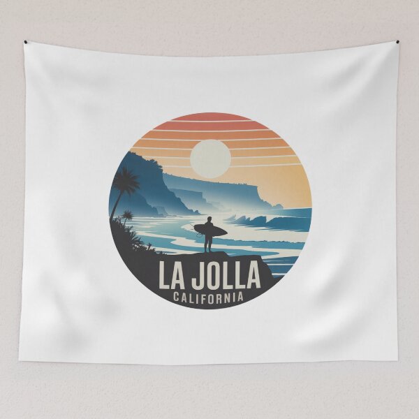 Item preview, La Jolla California: Retro Surfer Coastline designed and sold by CircinusStore.