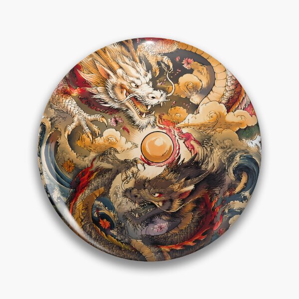 Item preview, Twin Japanese Dragons with Sacred Pearl | Yin Yang Ryū Fantasy Art designed and sold by kaxymax.