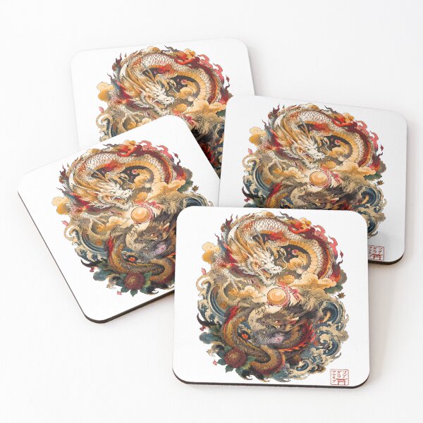 Item preview, Twin Japanese Dragons with Sacred Pearl | Yin Yang Ryū Fantasy Art designed and sold by kaxymax.