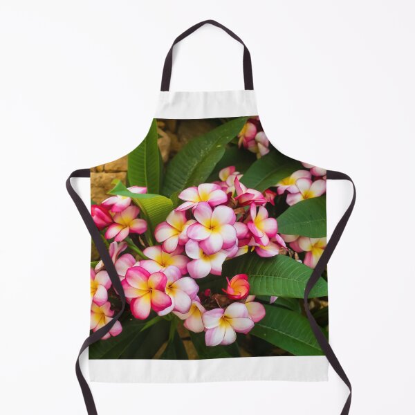 Item preview, Pink And White Plumeria (Frangipani) Blooms With Yellow Centers Against Tropical Green Leaves designed and sold by Nmallia.