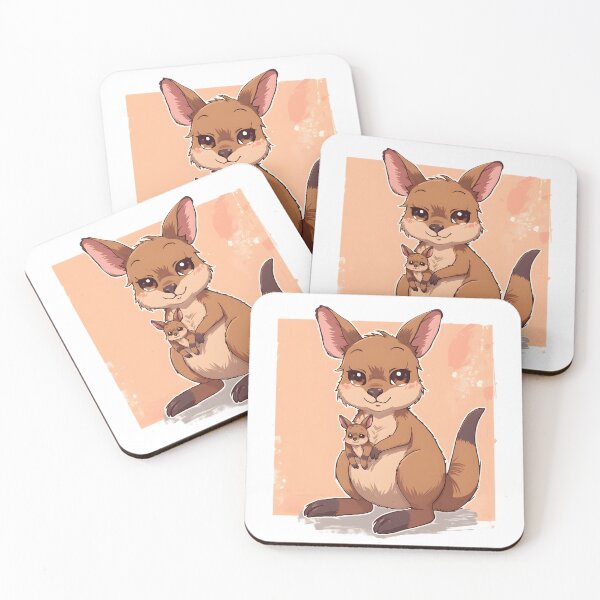 Item preview, Cute Kawaii Kangaroo & Joey Sticker | Adorable Cartoon Kangaroo Mom Safari Animal Illustration designed and sold by dreamz-world.