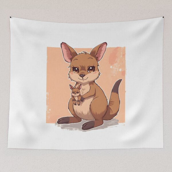 Item preview, Cute Kawaii Kangaroo & Joey Sticker | Adorable Cartoon Kangaroo Mom Safari Animal Illustration designed and sold by dreamz-world.