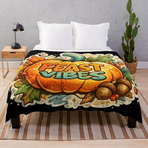 Item preview, Feast Vibes Thanksgiving Pumpkin Autumn Aesthetic Art designed and sold by DrawHandArt.