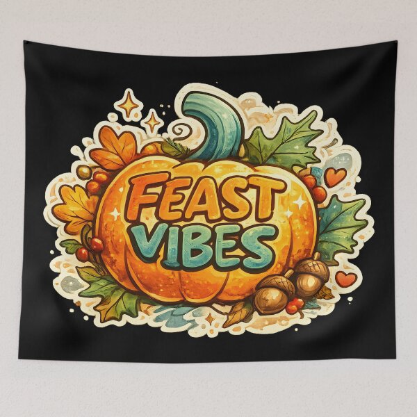 Item preview, Feast Vibes Thanksgiving Pumpkin Autumn Aesthetic Art designed and sold by DrawHandArt.