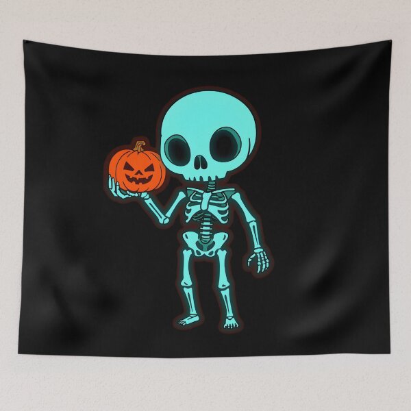 Item preview, Halloween skeleton with a pumpkin  designed and sold by uunaa.
