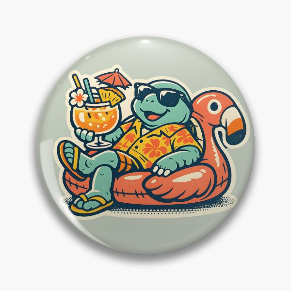 Item preview, Chill Turtle on Flamingo Float Sticker  Funny Summer Vacation Turtle Design designed and sold by  Artistry in Motion by MADsrecreation.