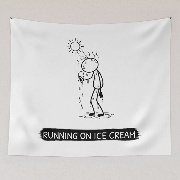 Item preview, Funny Hot Weather T-Shirt | Running On Ice Cream | Summer Humour | Minimalist Stick Figure designed and sold by Pebl-Co.