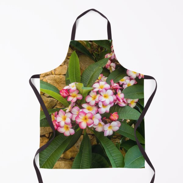 Item preview, Pink And White Plumeria (Frangipani) Blooms With Yellow Centers Against Tropical Green Leaves designed and sold by Nmallia.