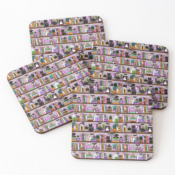 Item preview, Haunted Library Halloween Bookshelf Ghost Reading Pattern designed and sold by CI Creative Design LLC.