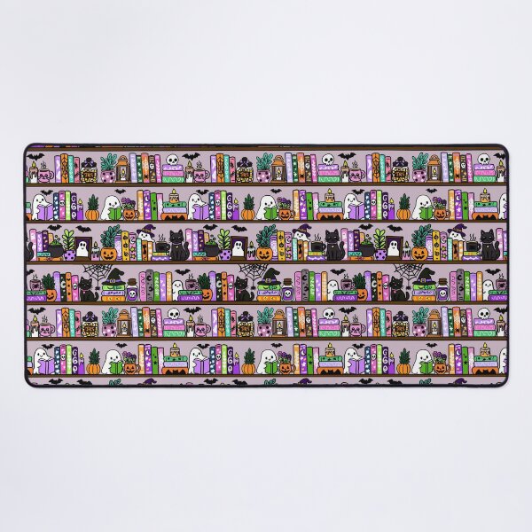 Item preview, Haunted Library Halloween Bookshelf Ghost Reading Pattern designed and sold by CI Creative Design LLC.