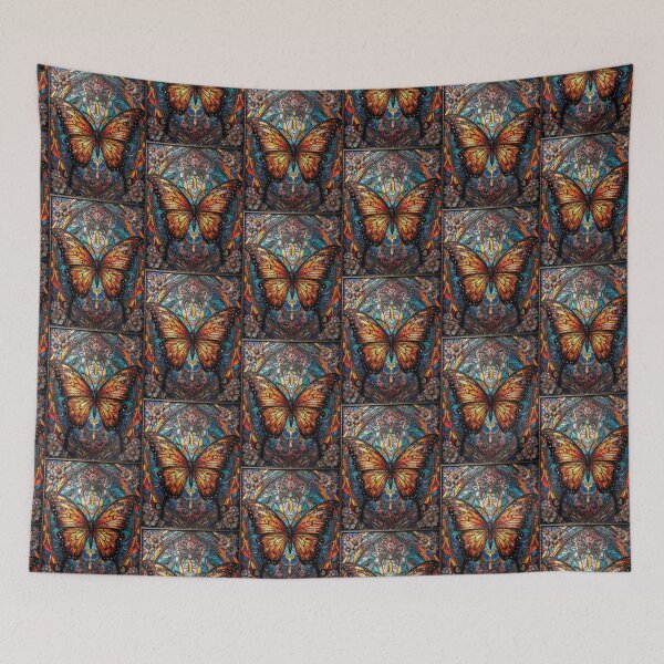 Item preview, Celestial Monarch Butterfly Stained Glass Art designed and sold by pinkal.
