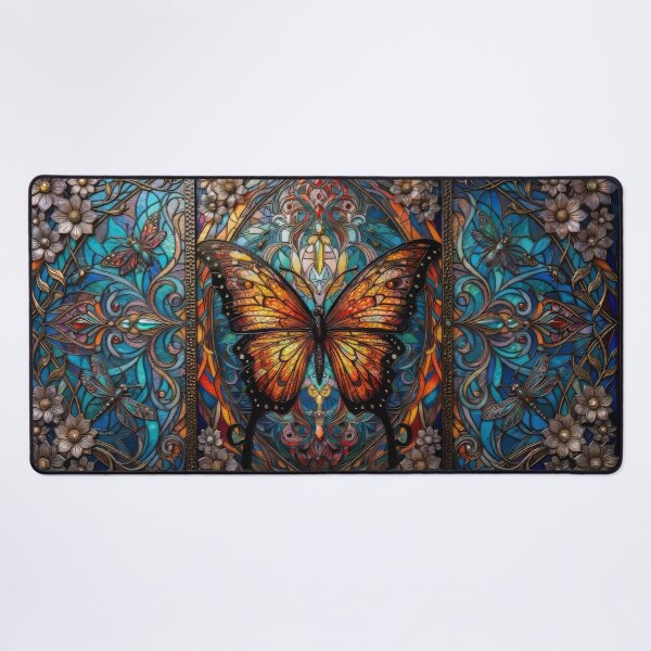 Item preview, Celestial Monarch Butterfly Stained Glass Art designed and sold by pinkal.