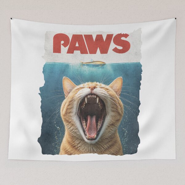 Item preview, PAWS – Giant Orange Cat Ocean Poster | Funny Vintage Animal Wall Art designed and sold by MakitoDesign.