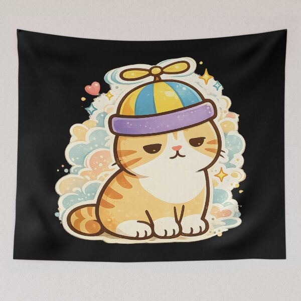 Item preview, Cute Kawaii Cat Propeller Beanie Hat Art designed and sold by DrawHandArt.