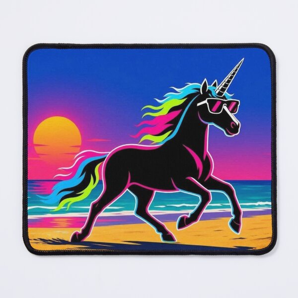 Item preview, Neon Sunset Unicorn – Retro Fantasy Art designed and sold by Dogandesighn.