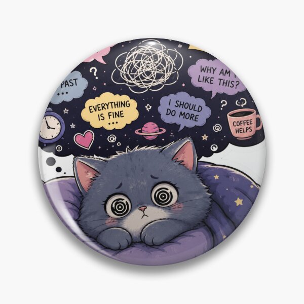 Item preview, Midnight Overthinking Kitty Dreams Sticker  designed and sold by Designertanya.