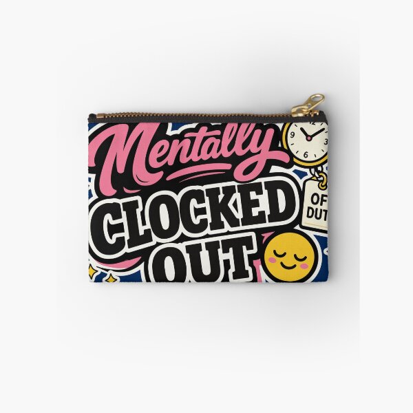 Item preview, Mentally Clocked Out Funny Office Quote with Retro Typography, Off Duty Humor, Sleepy Emoji and Alarm Clock for Burned Out Employees, Coworkers, Teachers and Remote Workers designed and sold by Huddy-clothes.