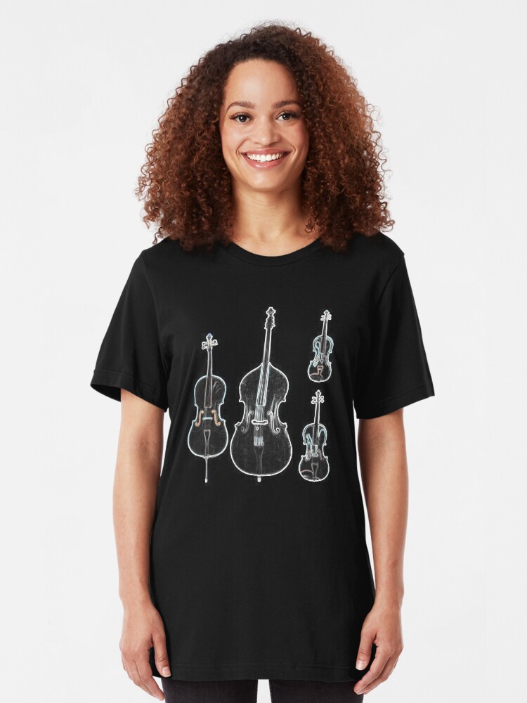 Alternate view of The Four Strings - Violin, Viola, Cello, Bass Slim Fit T-Shirt