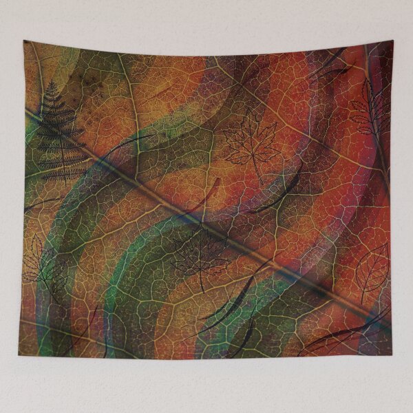 Item preview, Dark Textured Leaf Skeleton Autumn Pattern designed and sold by WitchyBotanicaArt.
