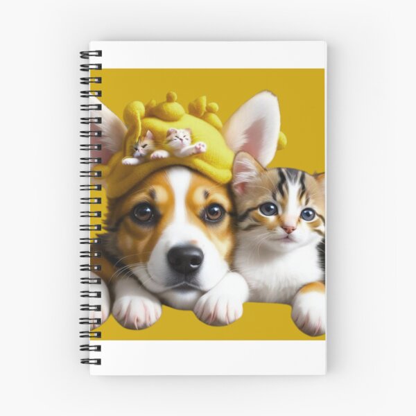 Item preview, Cute Corgi Puppy and Calico Kitten Friends with Tiny Hat Kittens designed and sold by EHdesignShop.