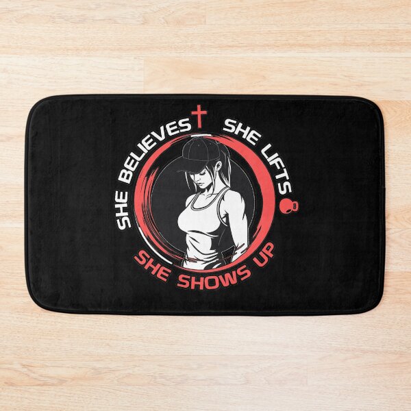 Item preview, She Believes She Lifts She Shows Up - Christian Gym designed and sold by Bezuiden.