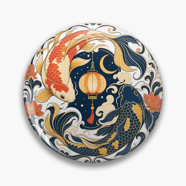 Item preview, Midnight Koi Lantern Medallion Art designed and sold by aihrgdesign.