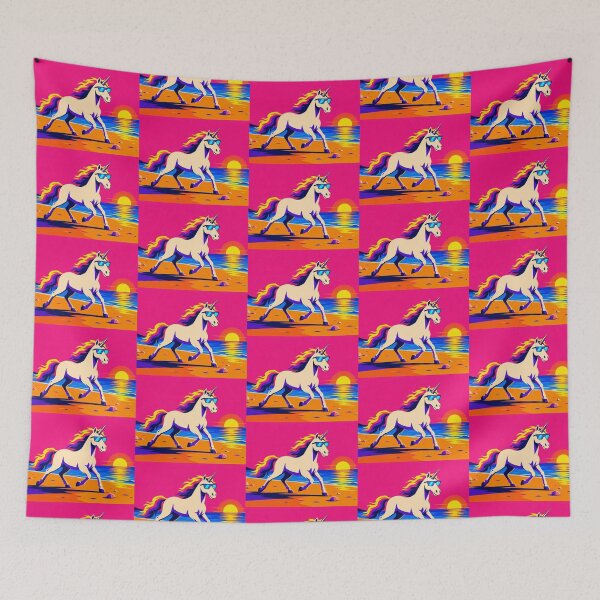 Item preview, Sunset Beach Unicorn – Tropical Fantasy Art designed and sold by Dogandesighn.