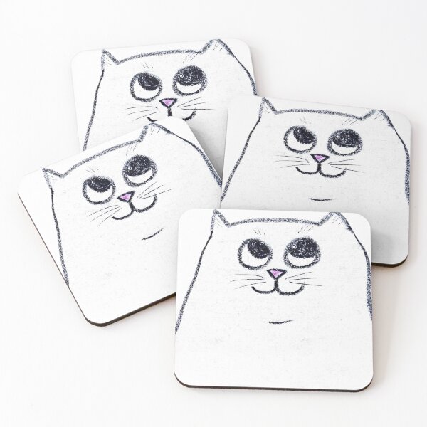 Item preview, Cute White Cat Looking Up Crayon Line Art designed and sold by MagicYana.