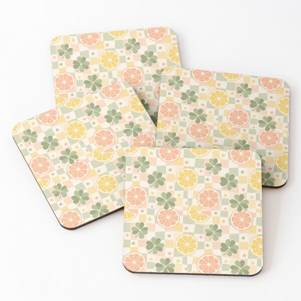 Item preview, Citrus Clover Checker Pattern designed and sold by aihrgdesign.