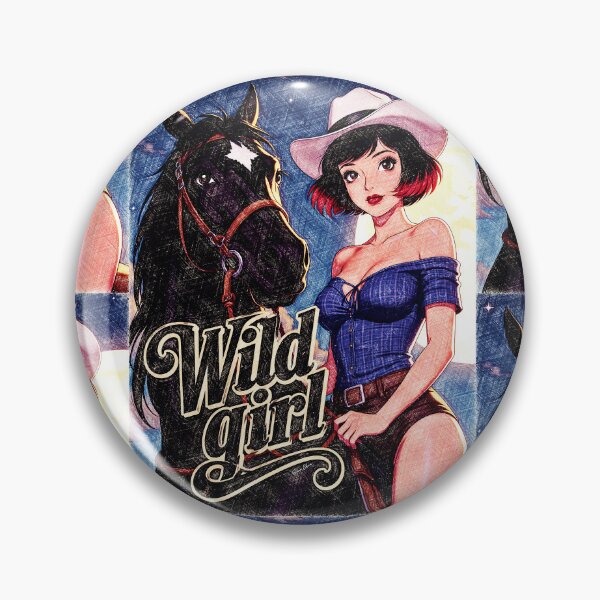 Item preview, Wild Girl Retro Cowgirl and Black Horse designed and sold by Hen-C-Art.
