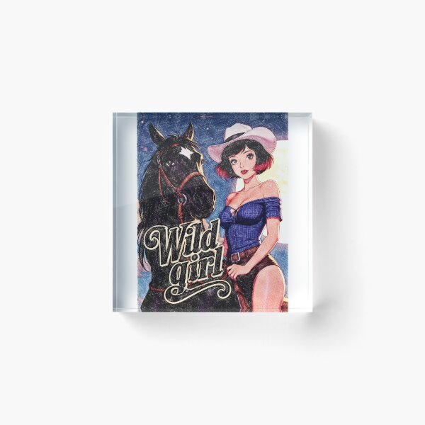 Item preview, Wild Girl Retro Cowgirl and Black Horse designed and sold by Hen-C-Art.