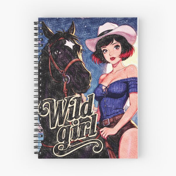 Item preview, Wild Girl Retro Cowgirl and Black Horse designed and sold by Hen-C-Art.