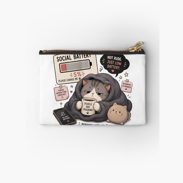 Item preview, Low Social Battery Cat Sticker  designed and sold by Designertanya.
