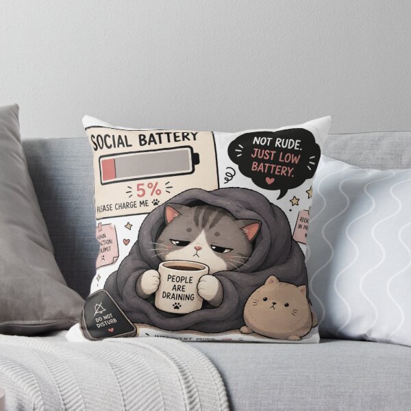Item preview, Low Social Battery Cat Sticker  designed and sold by Designertanya.