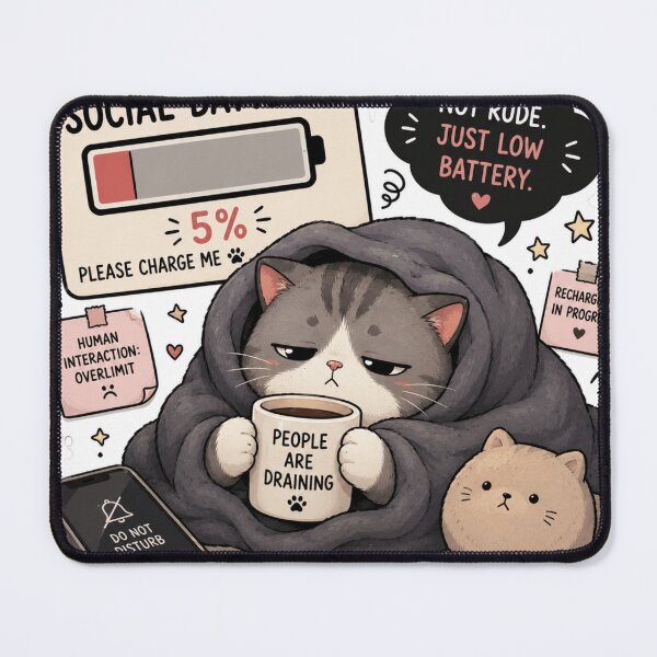 Item preview, Low Social Battery Cat Sticker  designed and sold by Designertanya.