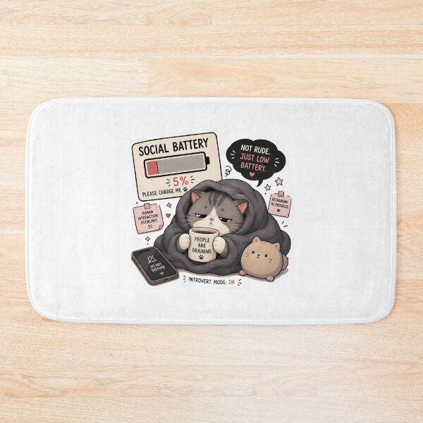 Item preview, Low Social Battery Cat Sticker  designed and sold by Designertanya.