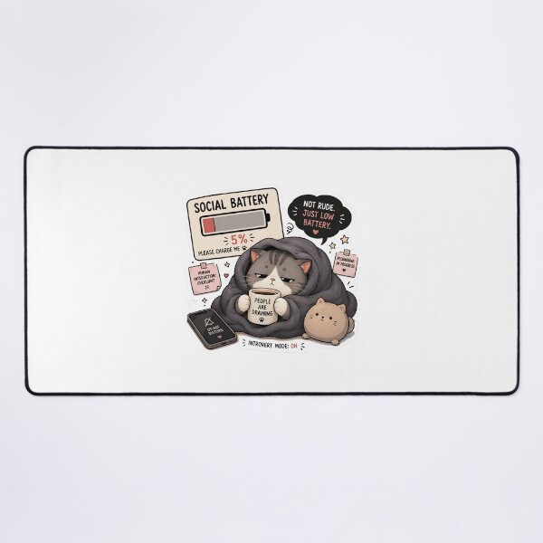 Item preview, Low Social Battery Cat Sticker  designed and sold by Designertanya.